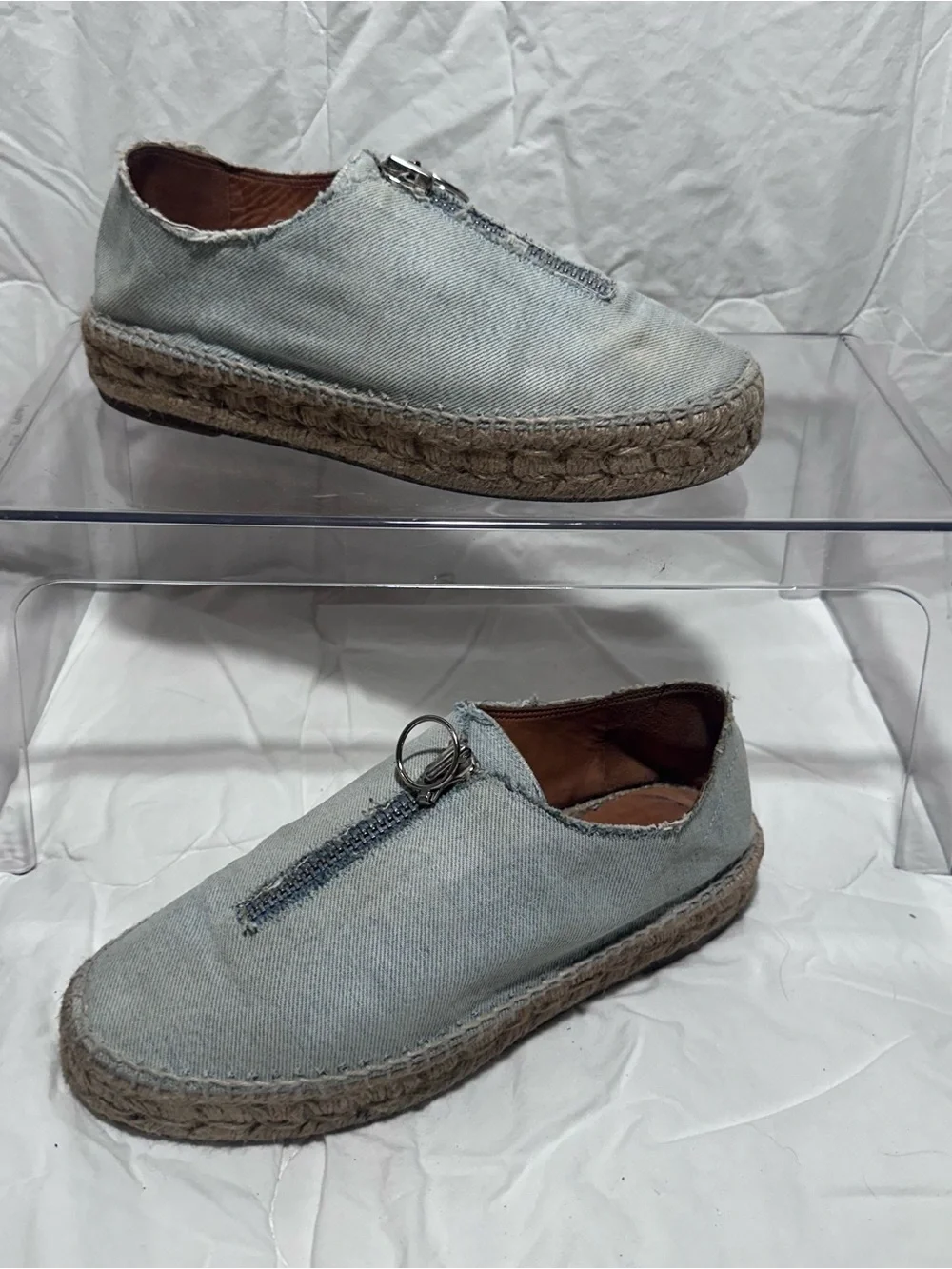 Alexander Wang Light Blue denim Espadrille Slip-Ons with Ring Zip